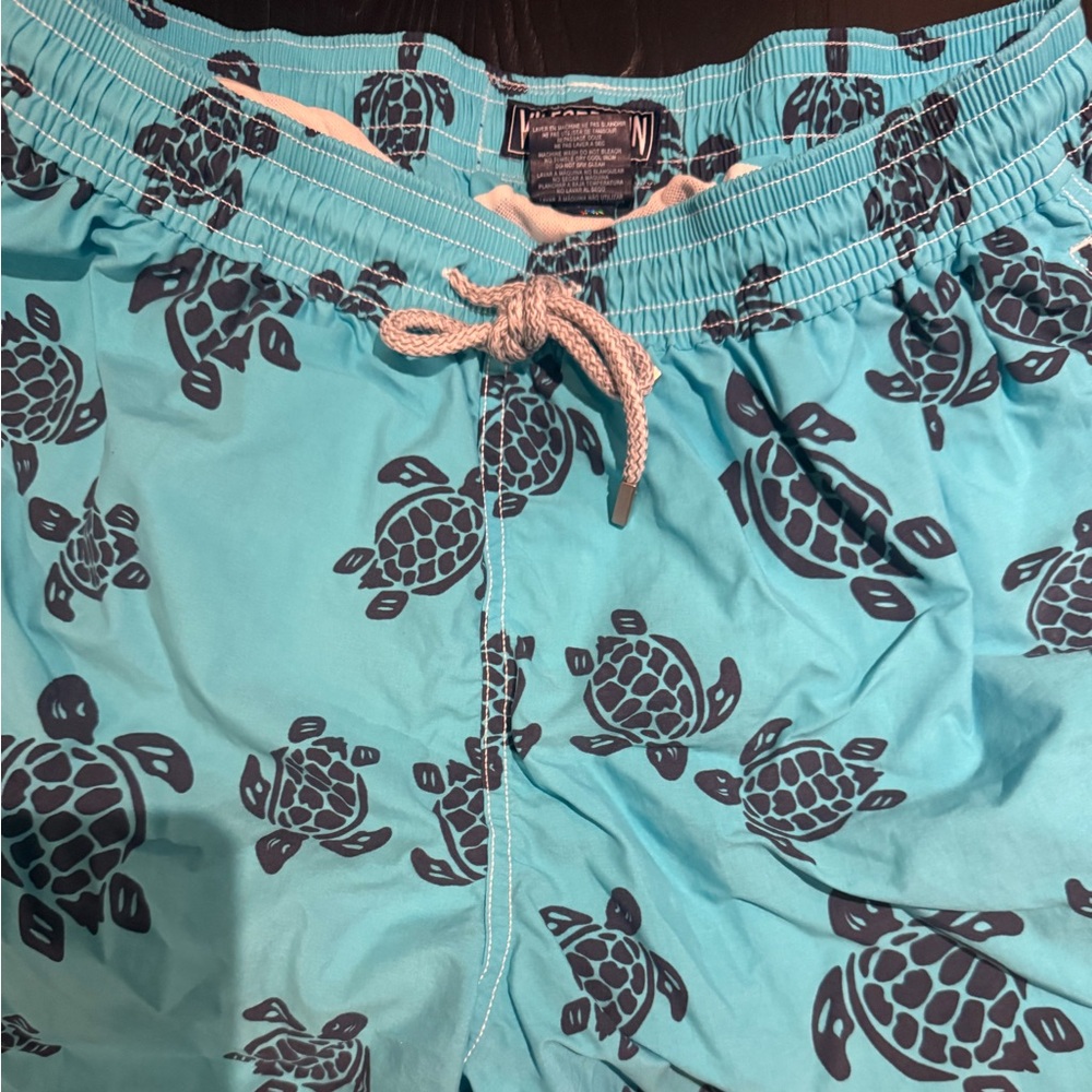Vilebrequin Turquoise Turtle Print Swim Trunks